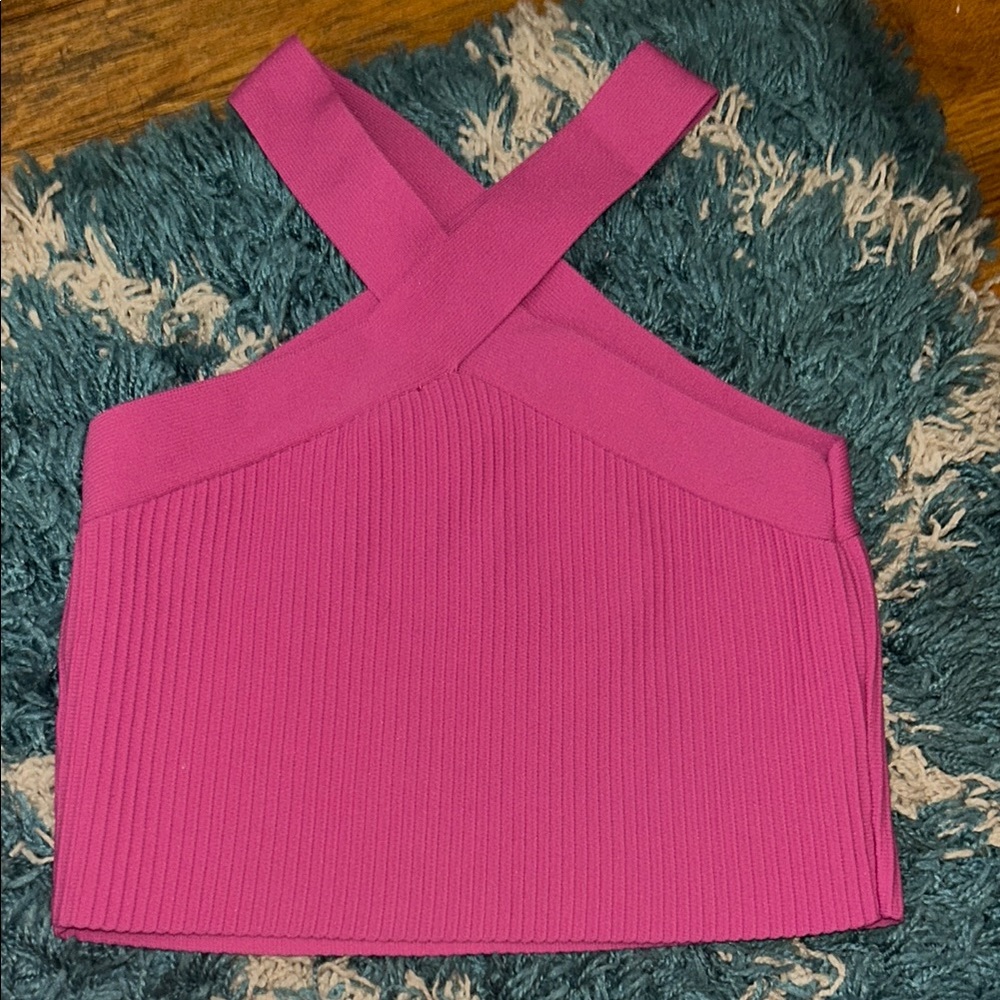 Sincerely Jules Pink Ribbed Crop Tank Top
